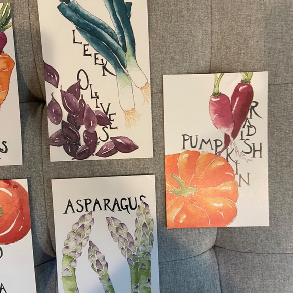 Set of 7 Vegetable Postcards by Artist Sydney Palmer - Picture 3 of 9
